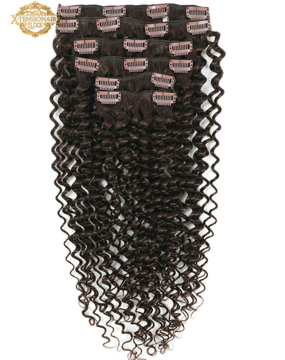 Curly Hair Clip In Human Hair Extensions 3C #2C Chocolate Brown - Darker Shades
