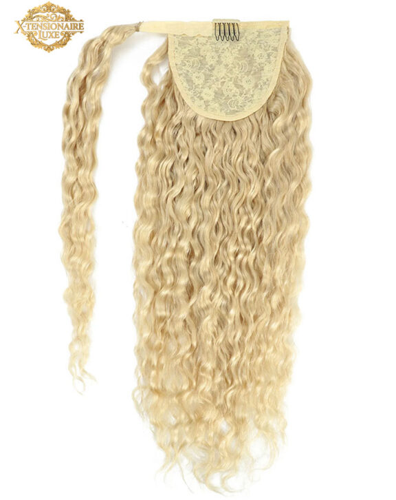Curly Ponytail Human Hair Extensions #60 Platinum Blonde - Darker Shades