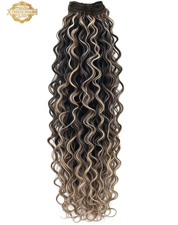 Weft Curly Hair Extensions 3B #2c/1001 Chocolate and Pearl Blonde Mix - Darker Shades